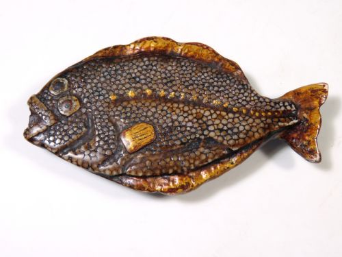 ANTIQUE JAPANESE MEIJI PERIOD SHAGREEN FLATFISH NETSUKE - ADDITIONAL PHOTO 1