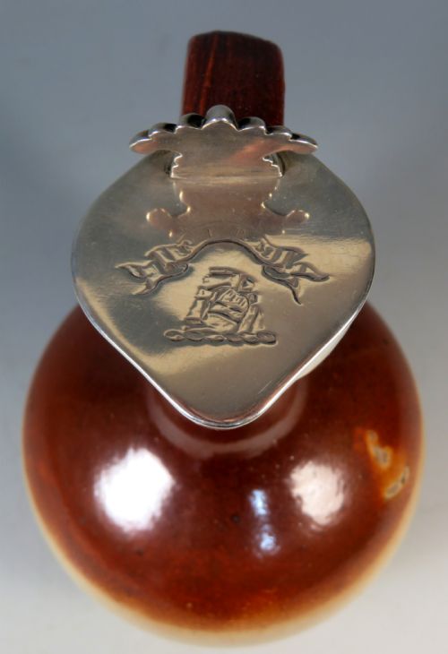 ANTIQUE VICTORIAN STONEWARE JUG HALLMARKED SILVER MOUNT 1857 - ADDITIONAL PHOTO 3