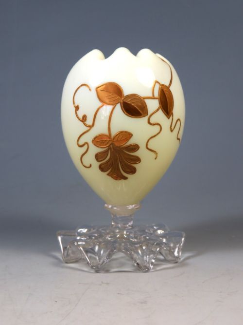 ANTIQUE THOMAS WEBB GLASS POSY VASE GILT DECORATION - ADDITIONAL PHOTO 1