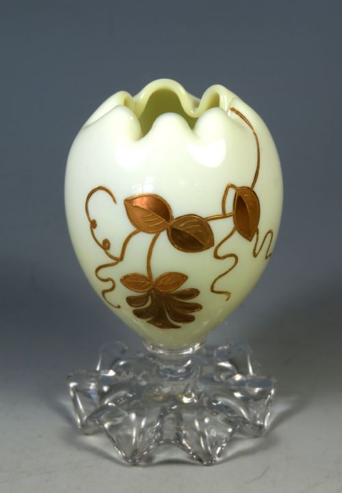 ANTIQUE THOMAS WEBB GLASS POSY VASE GILT DECORATION - ADDITIONAL PHOTO 2