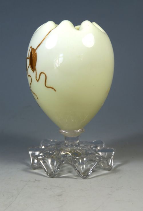 ANTIQUE THOMAS WEBB GLASS POSY VASE GILT DECORATION - ADDITIONAL PHOTO 7