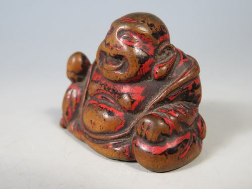 ANTIQUE JAPANESE NEGORO LACQUER HOTEI NETSUKE - ADDITIONAL PHOTO 3