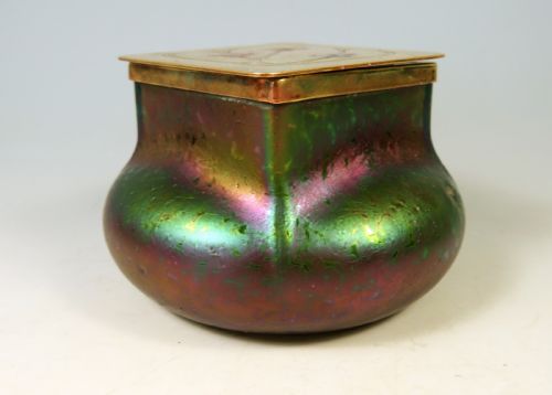 ANTIQUE BOHEMIAN KRALIK GLASS ART NOUVEAU INKWELL - ADDITIONAL PHOTO 2