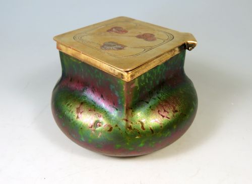 ANTIQUE BOHEMIAN KRALIK GLASS ART NOUVEAU INKWELL - ADDITIONAL PHOTO 3