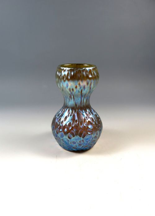 antique loetz glass candia diaspora gourd vase - CATEGORY: ANTIQUE GLASS - DATED 1900