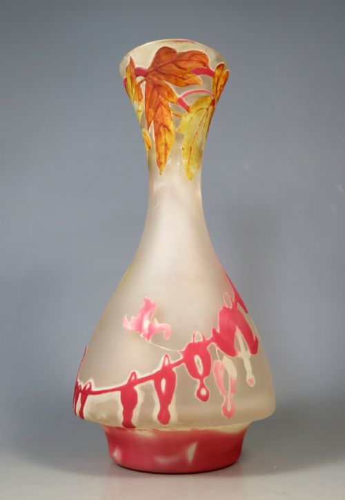 ANTIQUE FRENCH MULLER FRERES CAMEO AND ENAMEL GLASS VASE - ADDITIONAL PHOTO 3