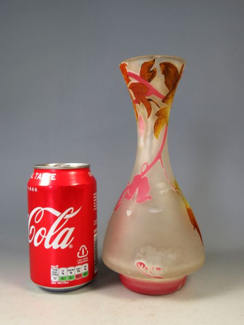 ANTIQUE FRENCH MULLER FRERES CAMEO AND ENAMEL GLASS VASE - ADDITIONAL PHOTO 7