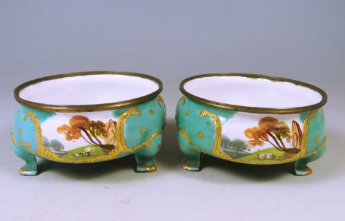 ANTIQUE PAIR OF 18TH C BILSTON STAFFORDSHIRE ENAMEL SALT CELLARS - ADDITIONAL PHOTO 7
