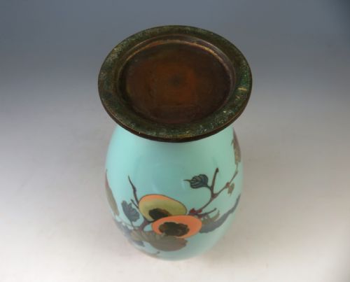 ANTIQUE JAPANESE CLOISONNE ENAMEL VASE WITH PEACHES - ADDITIONAL PHOTO 4