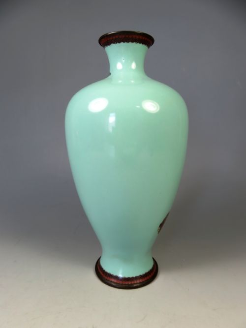 ANTIQUE JAPANESE CLOISONNE ENAMEL VASE WITH PEACHES - ADDITIONAL PHOTO 5