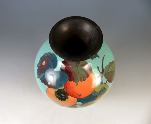 ANTIQUE JAPANESE CLOISONNE ENAMEL VASE WITH PEACHES - ADDITIONAL PHOTO 7