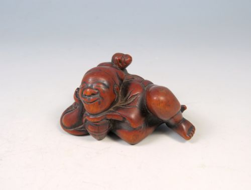antique japanese edo period woon netsuke of a sarumawashi - CATEGORY: ANTIQUE SCULPTURES - DATED 1800