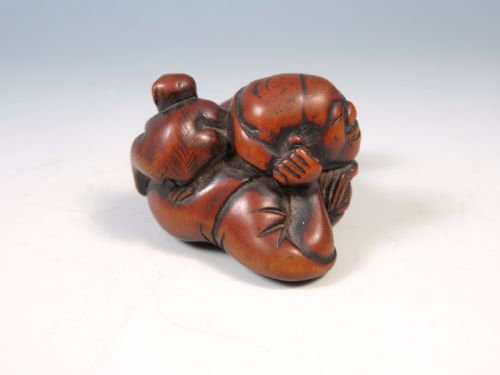 ANTIQUE JAPANESE EDO PERIOD WOON NETSUKE OF A SARUMAWASHI - ADDITIONAL PHOTO 2