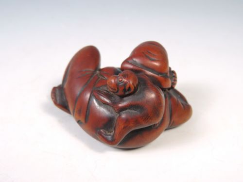 ANTIQUE JAPANESE EDO PERIOD WOON NETSUKE OF A SARUMAWASHI - ADDITIONAL PHOTO 3