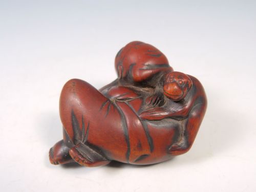 ANTIQUE JAPANESE EDO PERIOD WOON NETSUKE OF A SARUMAWASHI - ADDITIONAL PHOTO 4