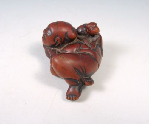 ANTIQUE JAPANESE EDO PERIOD WOON NETSUKE OF A SARUMAWASHI - ADDITIONAL PHOTO 5