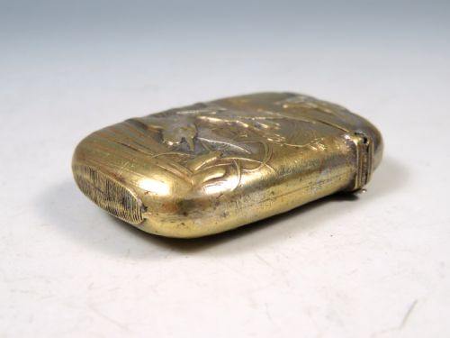 ANTIQUE JAPANESE MEIJI PERIOD VESTA CASE FLYING CRANES - ADDITIONAL PHOTO 3