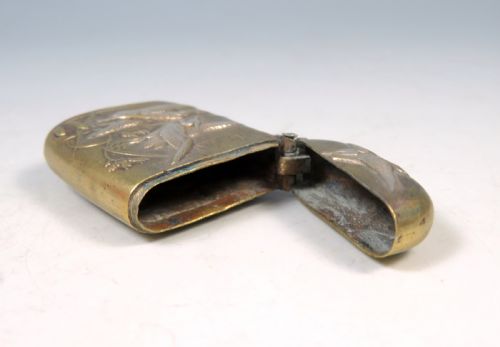 ANTIQUE JAPANESE MEIJI PERIOD VESTA CASE FLYING CRANES - ADDITIONAL PHOTO 5