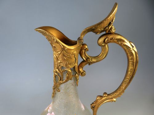 ANTIQUE DAUM ENAMELLED GLASS GILT METAL CLARET JUG - ADDITIONAL PHOTO 7