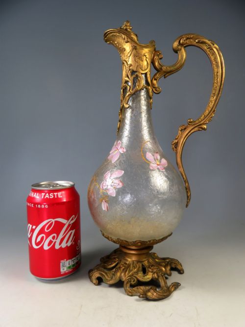 ANTIQUE DAUM ENAMELLED GLASS GILT METAL CLARET JUG - ADDITIONAL PHOTO 8