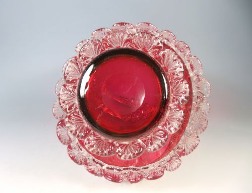 ANTIQUE VICTORIAN APPLIED CRANBERRY GLASS BASKET STUART AND SONS - ADDITIONAL PHOTO 7