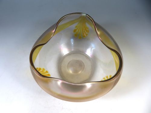 ANTIQUE LOETZ FESTOONS AND SHELLS IRIDESCENT GLASS BOWL - ADDITIONAL PHOTO 5
