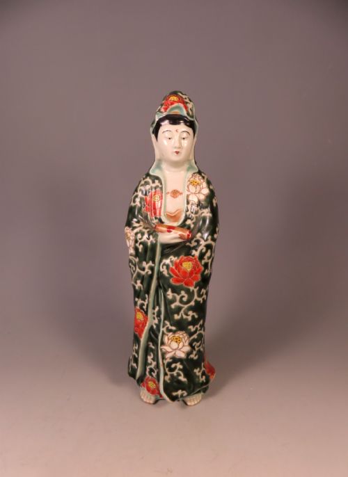 ANTIQUE JAPANESE KUTANI PORCELAIN GUANYIN OKIMONO - ADDITIONAL PHOTO 5