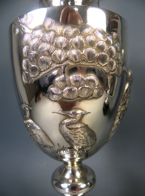 ANTIQUE PAIR CHINESE SILVER SANXING VASES - ADDITIONAL PHOTO 4