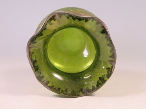 ANTIQUE BOHEMIAN KRALIK PAMPAS GLASS VASE WITH SILVER RIM - ADDITIONAL PHOTO 5