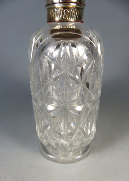 ANTIQUE SILVER TOPPED CUT GLASS SCENT PERFUME BOTTLE - ADDITIONAL PHOTO 6