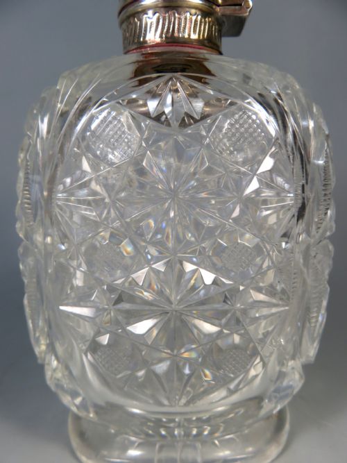 ANTIQUE SILVER TOPPED CUT GLASS SCENT PERFUME BOTTLE - ADDITIONAL PHOTO 8