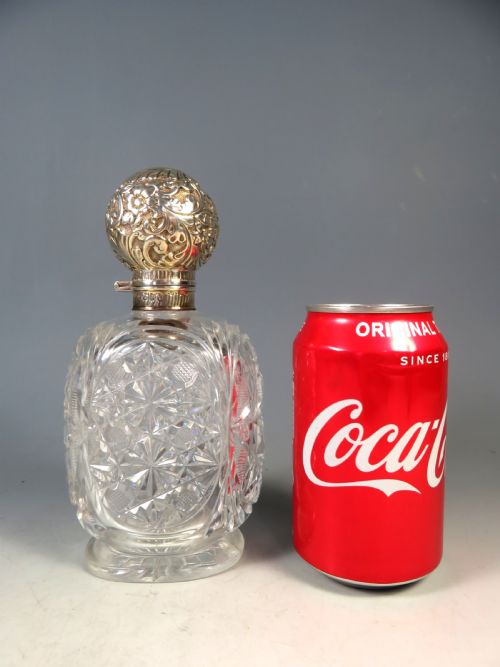 ANTIQUE SILVER TOPPED CUT GLASS SCENT PERFUME BOTTLE - ADDITIONAL PHOTO 10