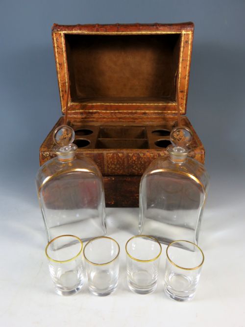 ANTIQUE FRENCH SECRET TANTALUS DECANTER FAUX BOOK LIQUOR SET - ADDITIONAL PHOTO 8