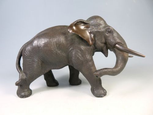 antique japanese bronze elephant okimono kakuha - CATEGORY: ANTIQUE SCULPTURES - DATED 1870