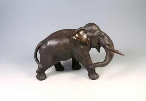 ANTIQUE JAPANESE BRONZE ELEPHANT OKIMONO KAKUHA - ADDITIONAL PHOTO 1
