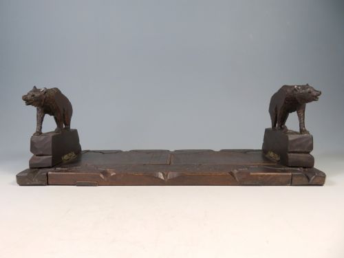 ANTIQUE BLACK FOREST CARVED WOOD BEAR BOOK SLIDE - ADDITIONAL PHOTO 1