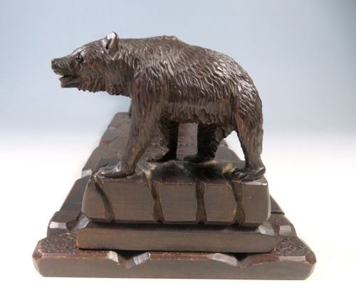ANTIQUE BLACK FOREST CARVED WOOD BEAR BOOK SLIDE - ADDITIONAL PHOTO 4