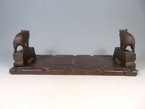 ANTIQUE BLACK FOREST CARVED WOOD BEAR BOOK SLIDE - ADDITIONAL PHOTO 5