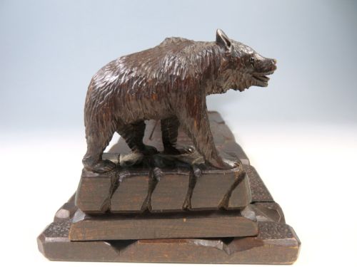 ANTIQUE BLACK FOREST CARVED WOOD BEAR BOOK SLIDE - ADDITIONAL PHOTO 6