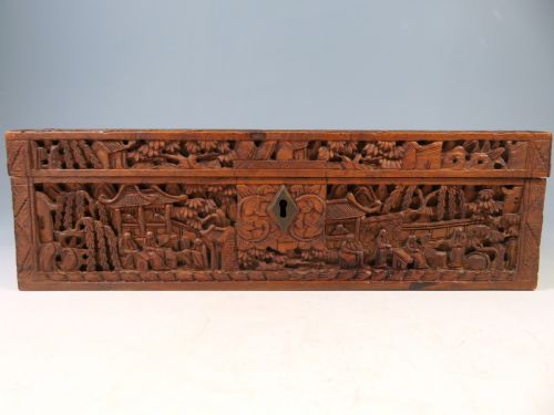 ANTIQUE CHINESE CARVED BOXWOOD GLOVE BOX - ADDITIONAL PHOTO 6
