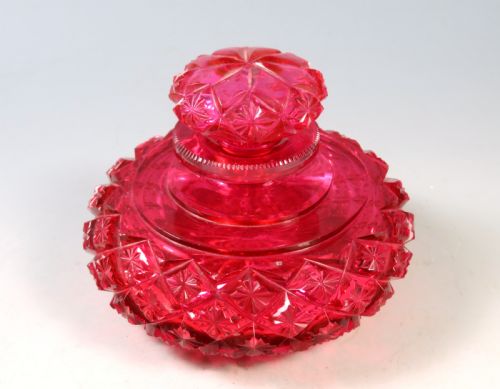 ANTIQUE THOMAS WEBB CRANBERRY CUT GLASS SCENT BOTTLE - ADDITIONAL PHOTO 1