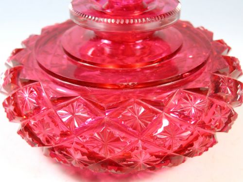 ANTIQUE THOMAS WEBB CRANBERRY CUT GLASS SCENT BOTTLE - ADDITIONAL PHOTO 2