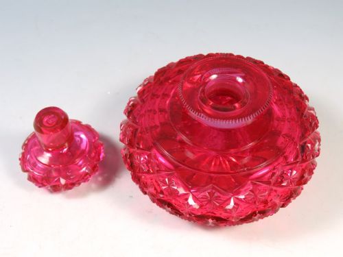 ANTIQUE THOMAS WEBB CRANBERRY CUT GLASS SCENT BOTTLE - ADDITIONAL PHOTO 4