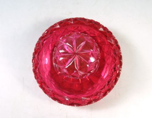 ANTIQUE THOMAS WEBB CRANBERRY CUT GLASS SCENT BOTTLE - ADDITIONAL PHOTO 5