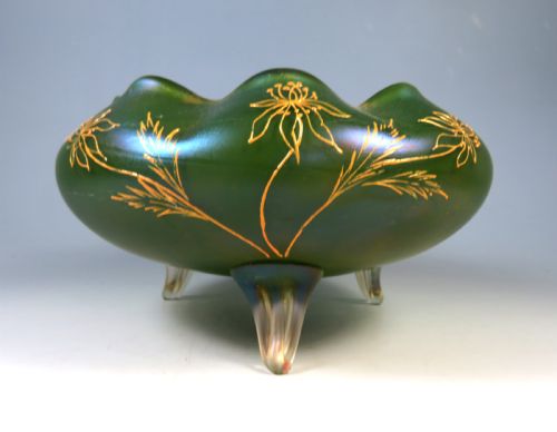 ANTIQUE LOETZ ARCADIA GLASS FOOTED BOWL WITH GILT DECORATION - ADDITIONAL PHOTO 4