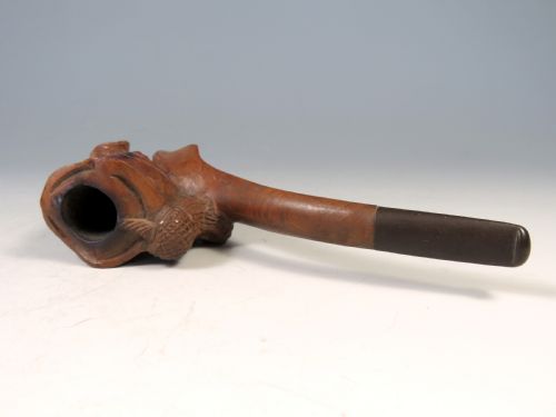 ANTIQUE HAND CARVED WOOD SMOKING PIPE BEARDED MAN - ADDITIONAL PHOTO 5