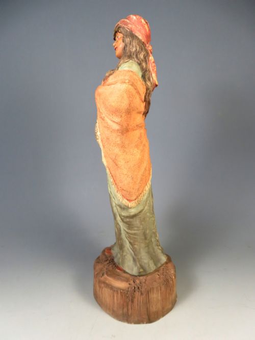 ANTIQUE AUSTRIAN TERRACOTTA FIGURINE OF A GYPSY GIRL - ADDITIONAL PHOTO 2