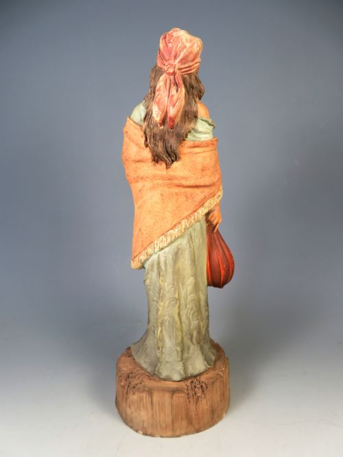 ANTIQUE AUSTRIAN TERRACOTTA FIGURINE OF A GYPSY GIRL - ADDITIONAL PHOTO 3