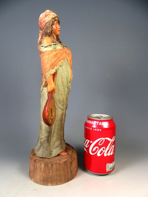 ANTIQUE AUSTRIAN TERRACOTTA FIGURINE OF A GYPSY GIRL - ADDITIONAL PHOTO 4