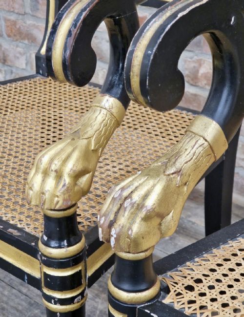 PAIR OF REGENCY EBONISED AND GILTWOOD ARMCHAIRS - ADDITIONAL PHOTO 3